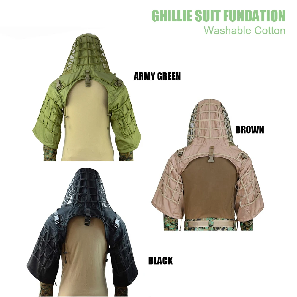 Poncho Ghillie base con capucha Viper para caza airsoft - imagen 3