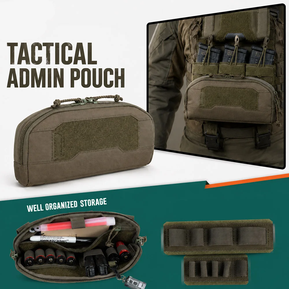 Bolsa táctica MOLLE compacta con insertos de velcro y cordón - imagen 3