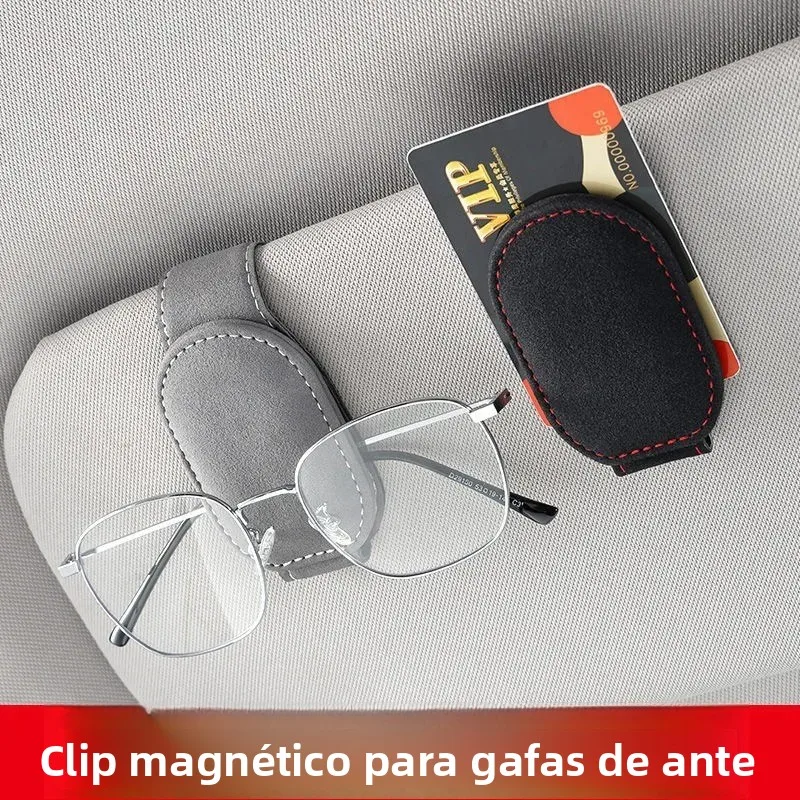 Clip gafas de sol multiusos funda cuero para visera coche - imagen 2
