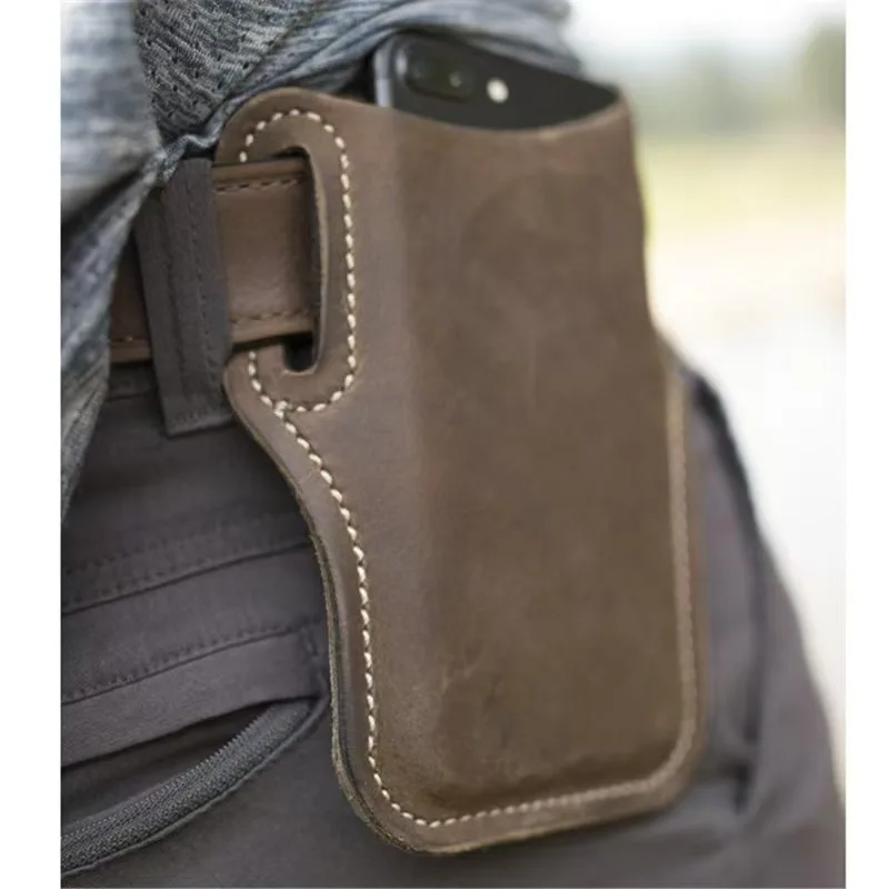 Riñonera táctica de cuero retro con estampado caballo para hombre - imagen 3