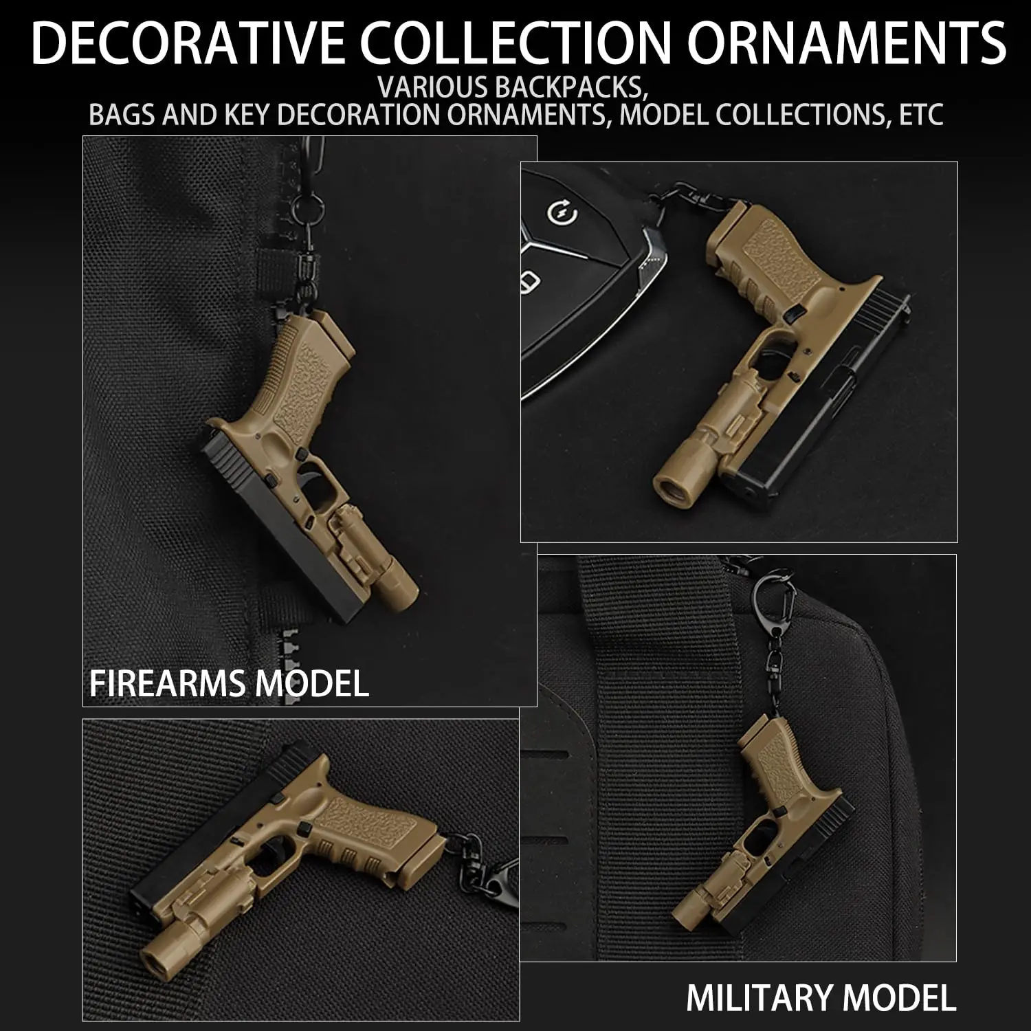 Llavero táctico G17 mini de pistola con linterna, cargador y palanca - imagen 5