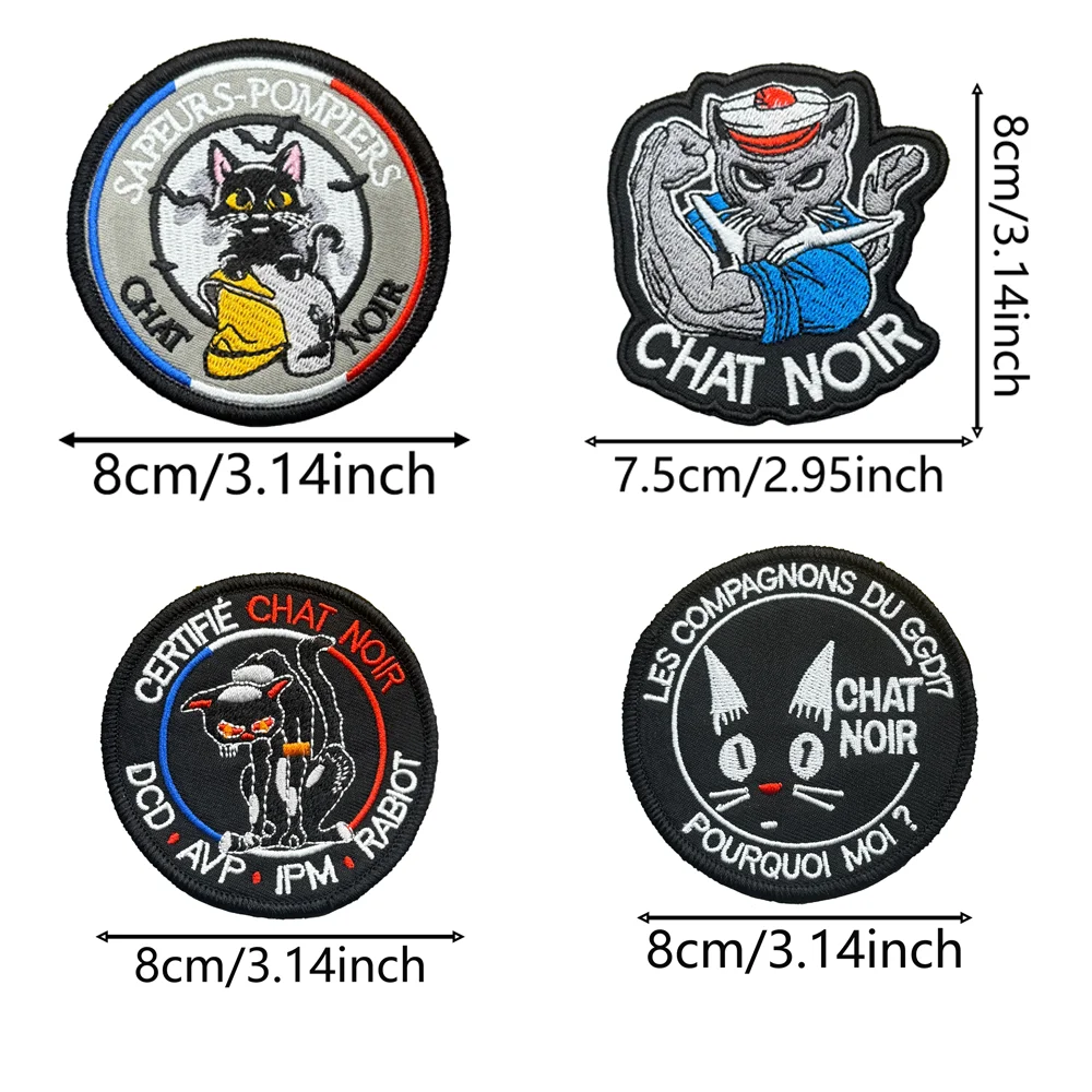 CHAT NOIR Parche bordado gato negro de la suerte punk con gancho - imagen 2