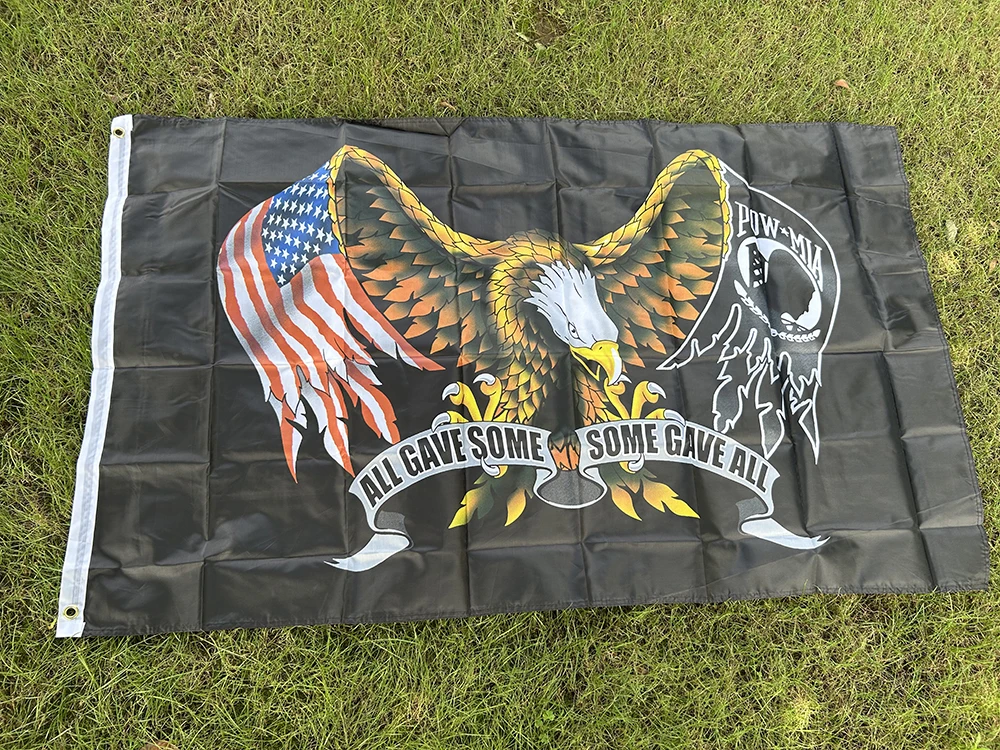 Bandera americana de poliéster con águila bordada para colgar