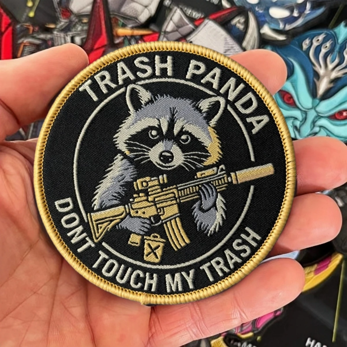 Trash Panda parche táctico con velcro bordado no tires basura