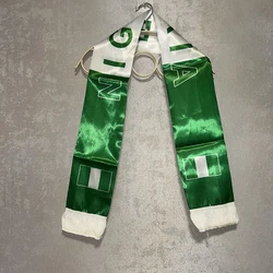 Bufanda Nigeria satén estampada doble cara con borlas para fútbol