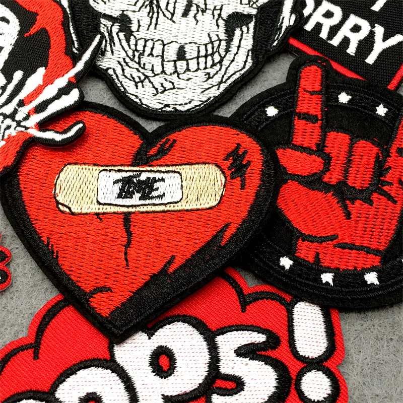 Parche bordado fantasma rojo táctico – Para chaleco MOLLE - imagen 4