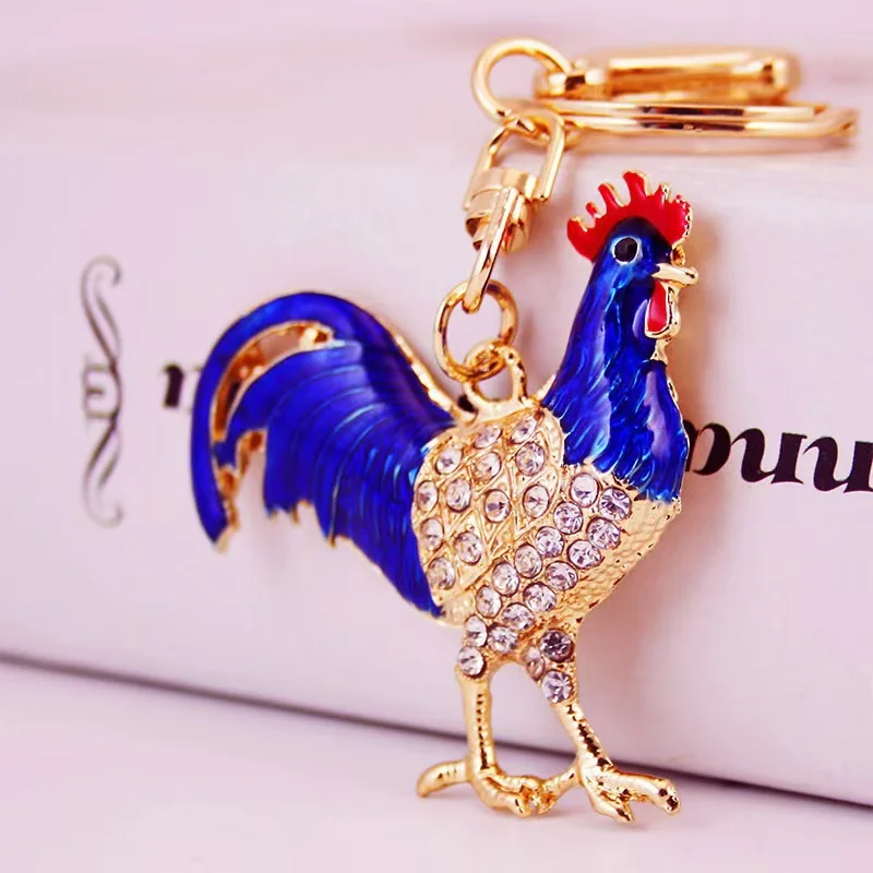Llavero de metal gallo del zodiaco con efecto gota de aceite - imagen 3