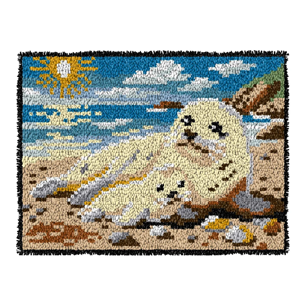 Kit de alfombra a ganchillo con motivo geométrico moderno para hogar - imagen 4