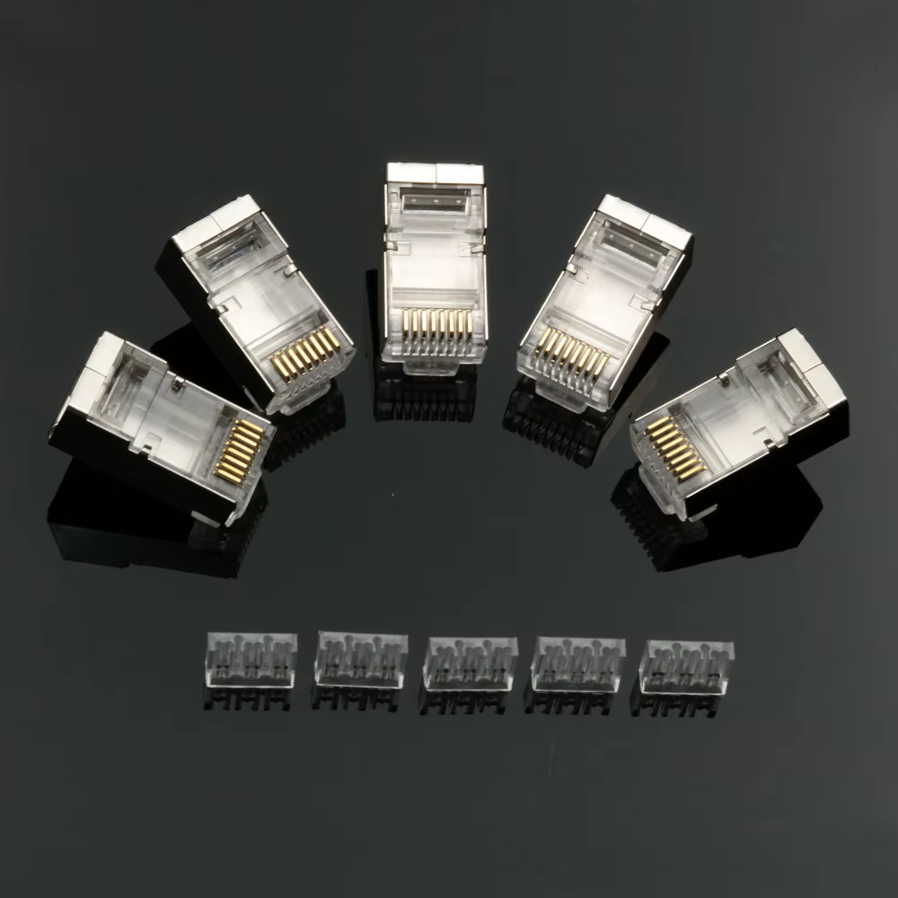 Conector RJ45 Cat6 STP blindado 8P8C azul modular - imagen 3