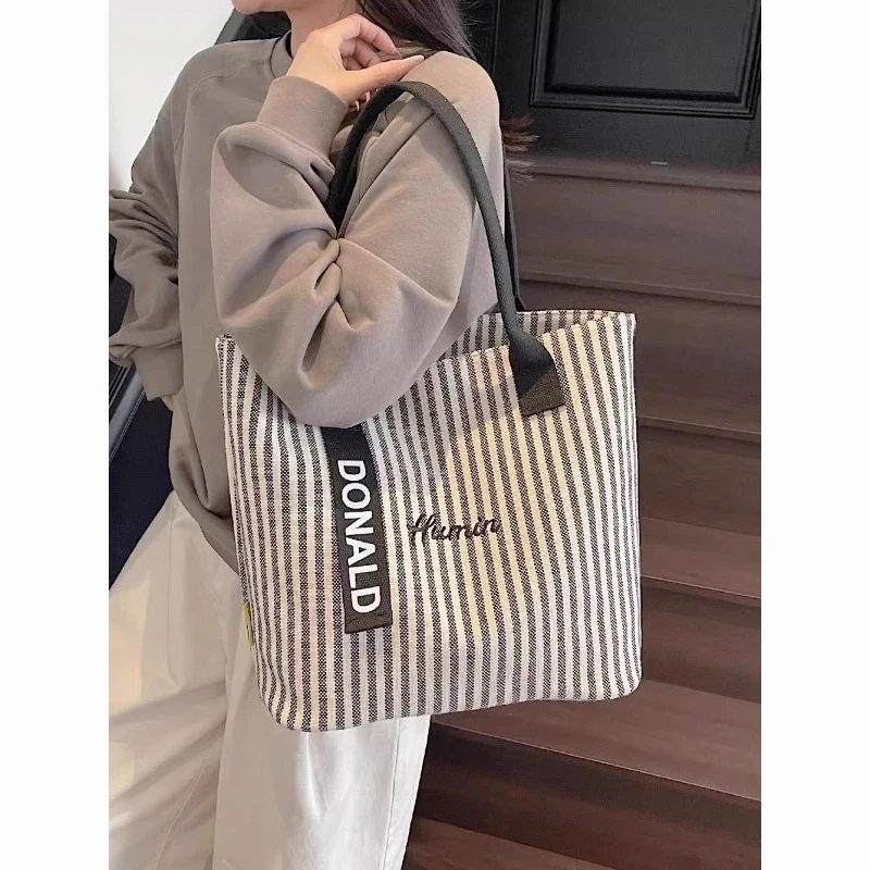 Bolsa de lona a rayas
