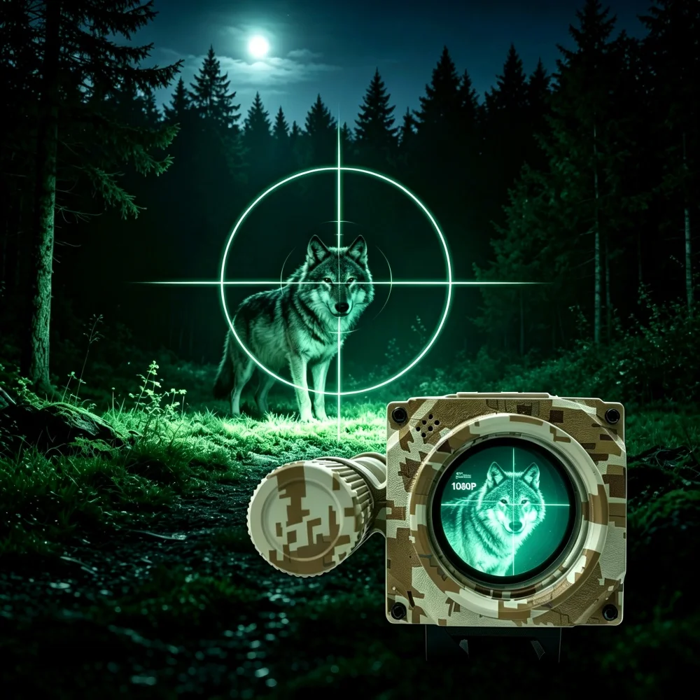Visión nocturna civil verde con camuflaje táctico y aumento 5x