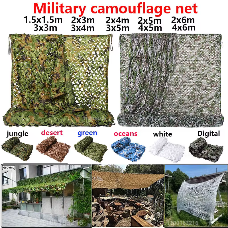 Red de camuflaje militar 2x3 – Verde selva y beige para jardín