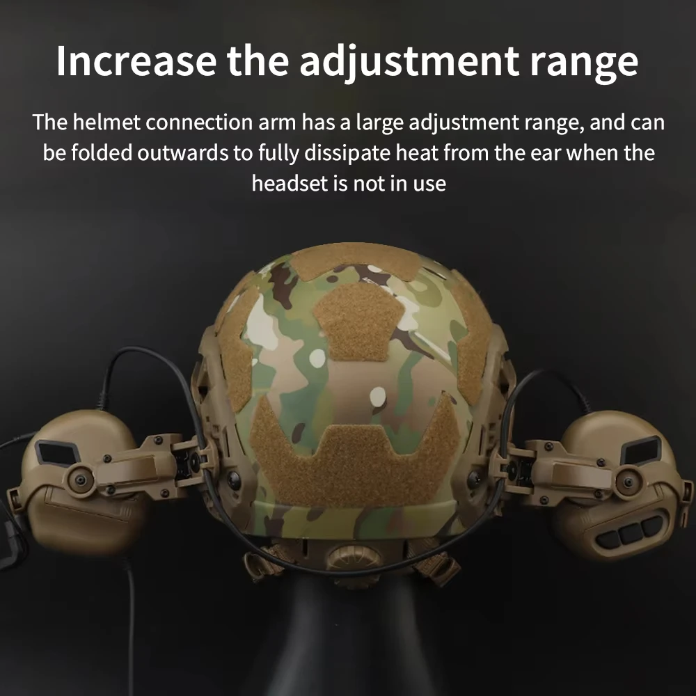 Adaptador riel para casco táctico con soporte auriculares Airsoft - imagen 2