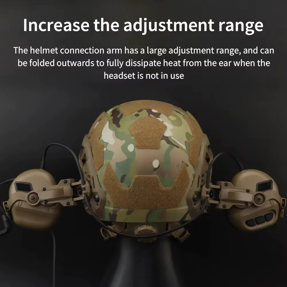 Adaptador riel para casco táctico con soporte auriculares Airsoft - imagen 2