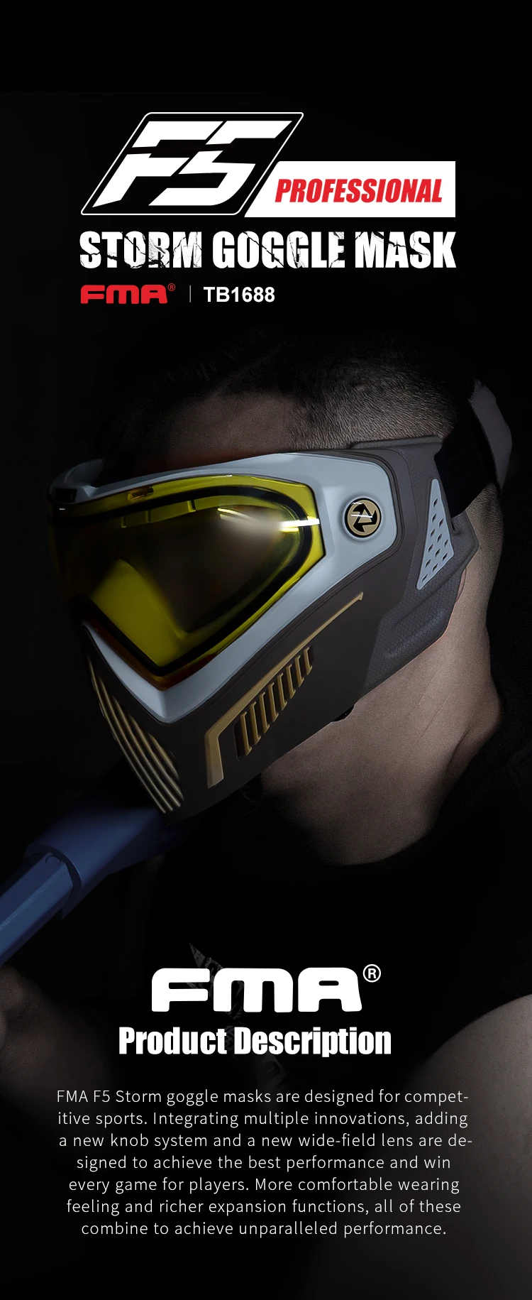 FMA TB1688 F5 Storm Goggle Mask de frente