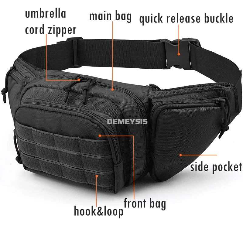 Riñonera táctica MOLLE de nylon para airsoft, caza y camping