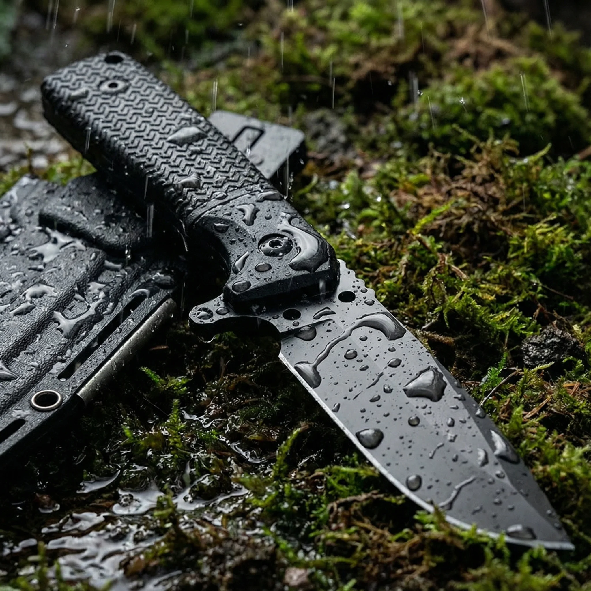 Cuchillo táctico fijo con funda, acero robusto aire libre