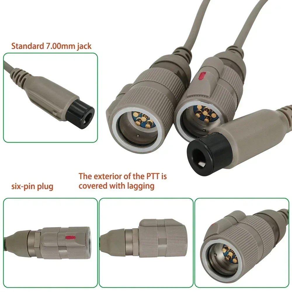 Conector PTT táctico para walkie PRC – comunicación dual - imagen 4