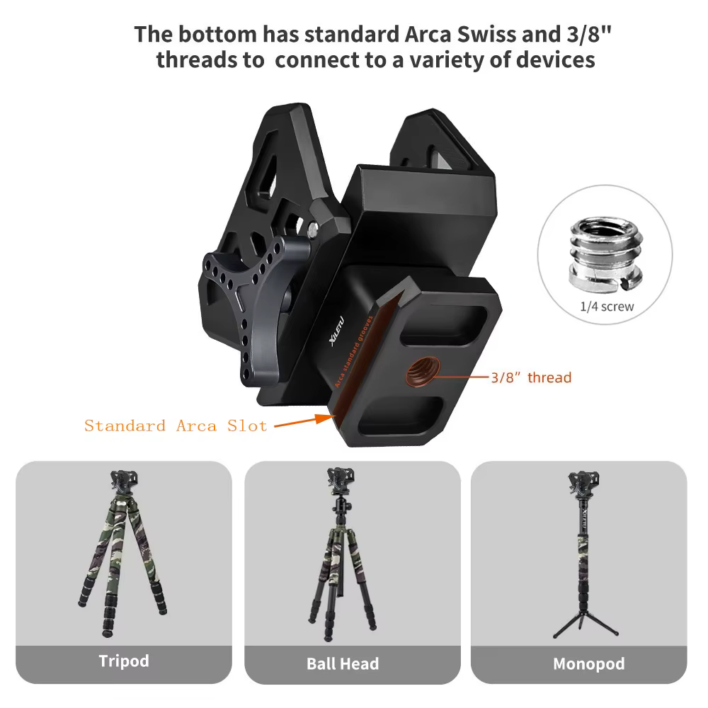 Adaptador mount Arca-Swiss 3/8" para rifle – Brazo trípode caza - imagen 3