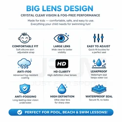 JSJM Gafas de natación infantiles antivaho visión HD gran angular