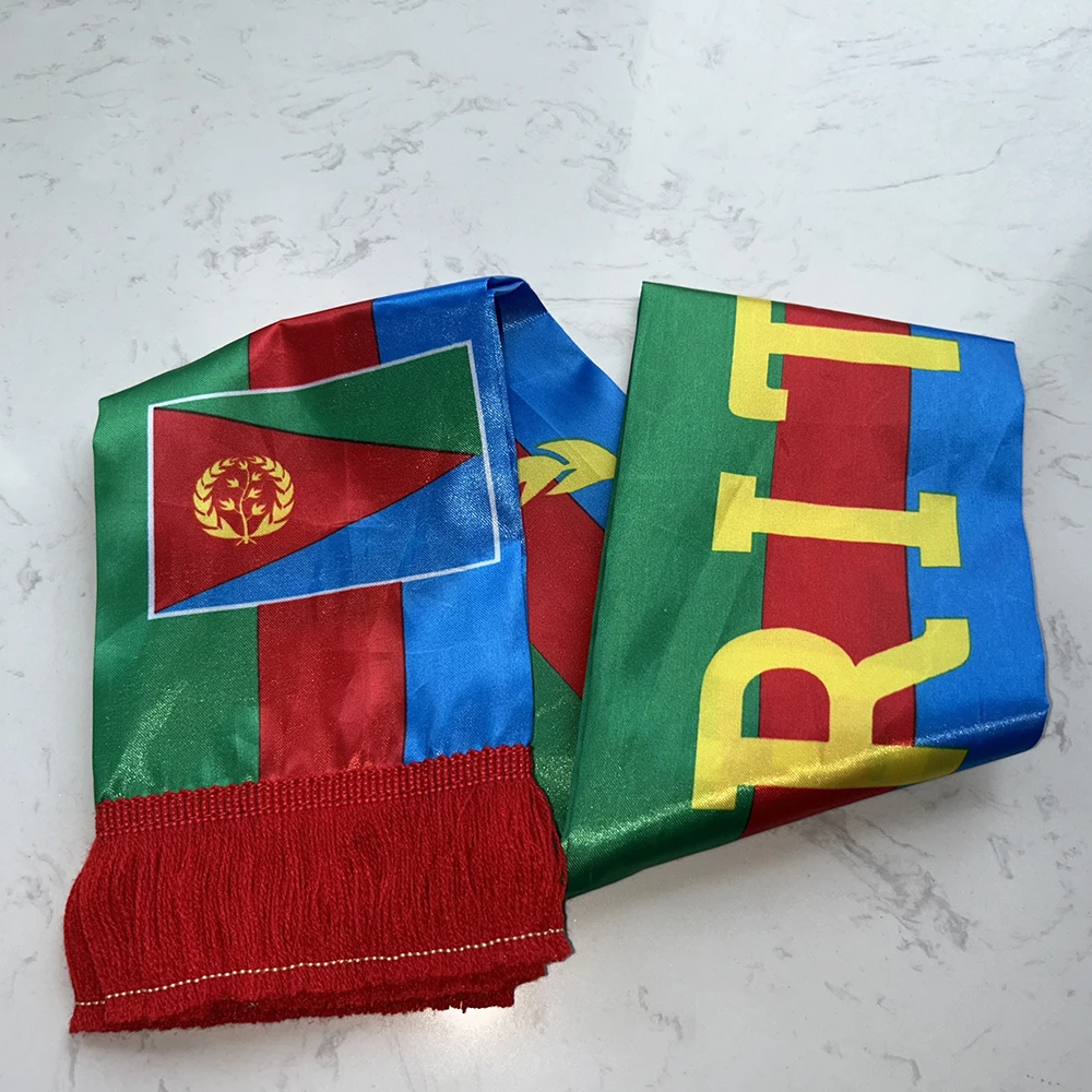 Bufanda fútbol bandera Eritrea satén con borlas por ambos lados - imagen 3