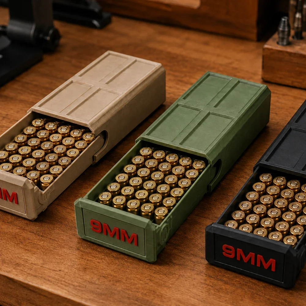 Caja de almacenamiento para munición de 9 mm