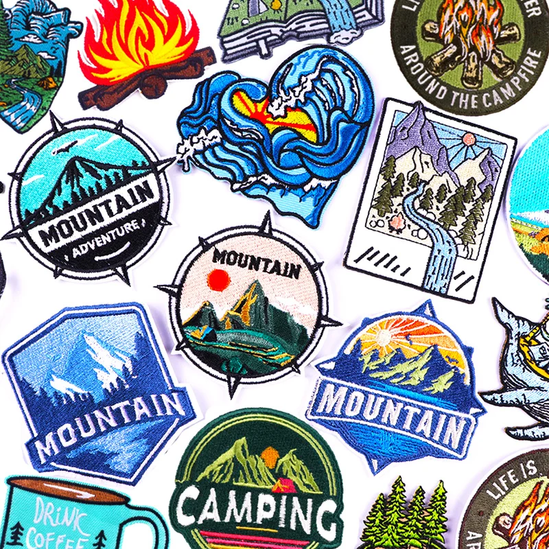 Parche bordado montaña táctico para ropa exterior