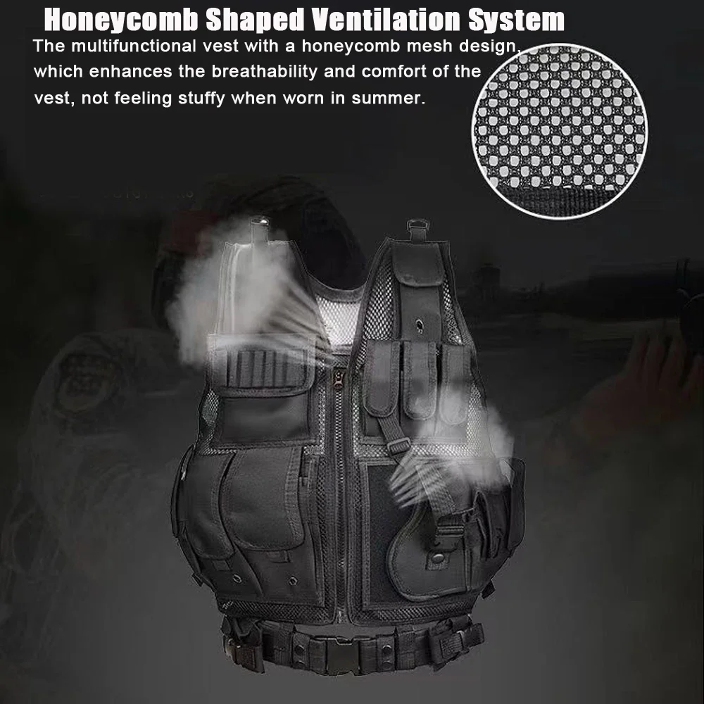 Chaleco táctico MOLLE ajustable con protección corporal para airsoft - imagen 2