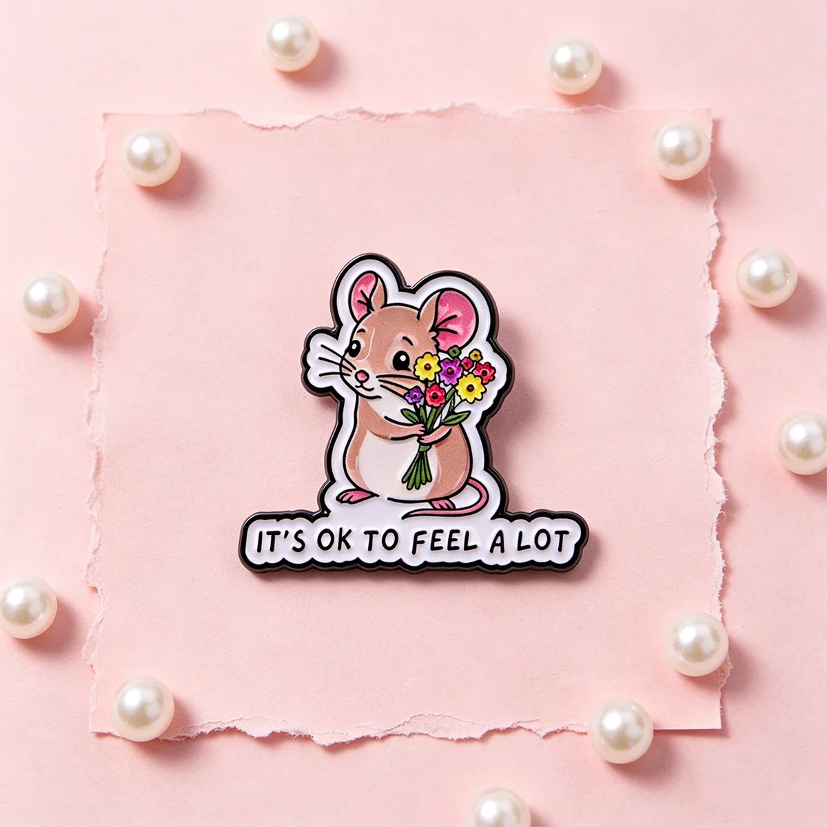 Pin metálico de esmalte ratón lindo – broche para mochila - imagen 3