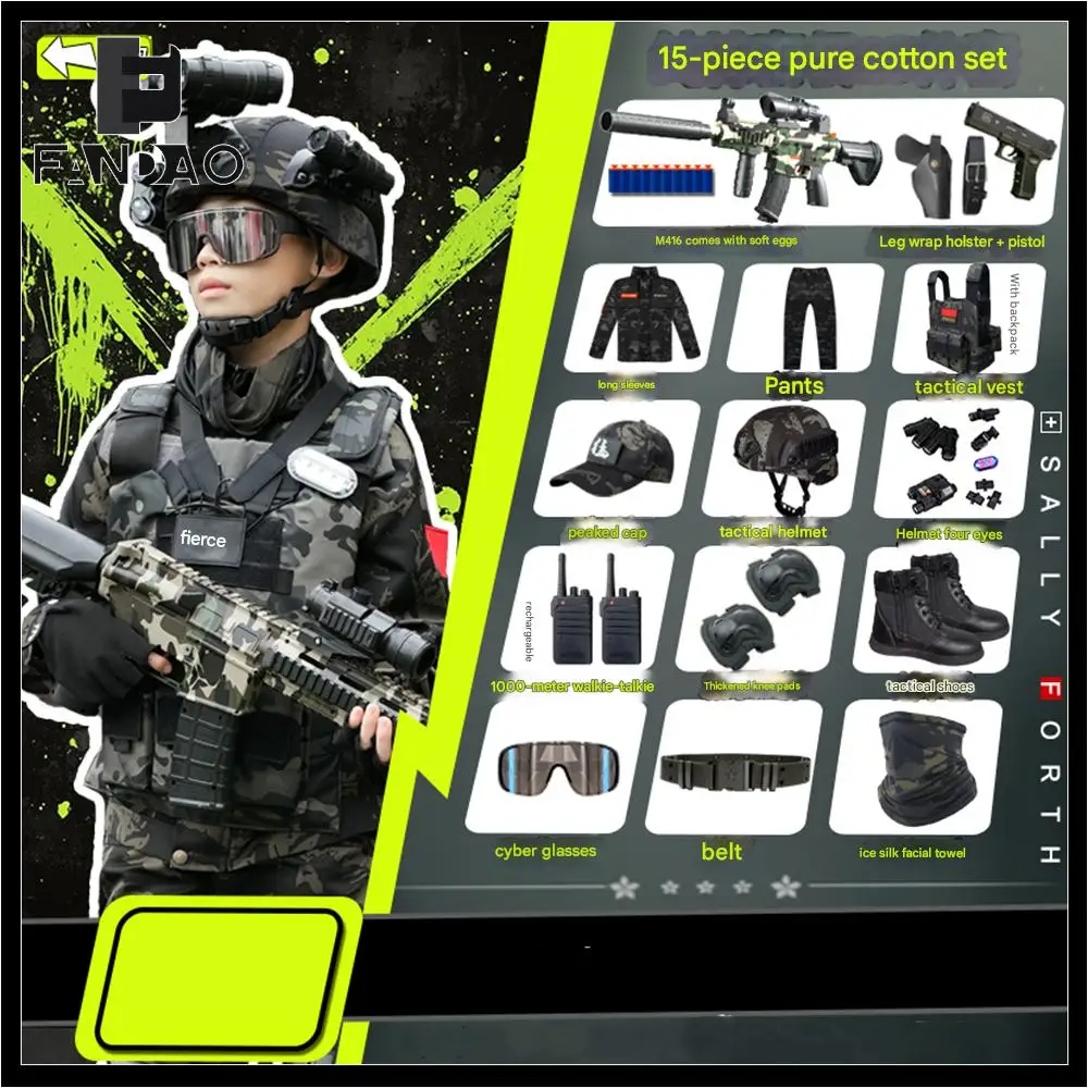 Uniforme táctico camuflaje infantil de algodón para paintball cosplay