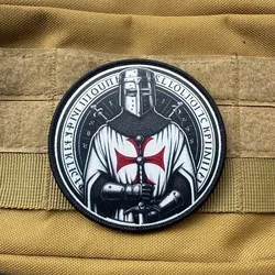 Parche táctico Cruz Templaria con velcro, insignia para mochila