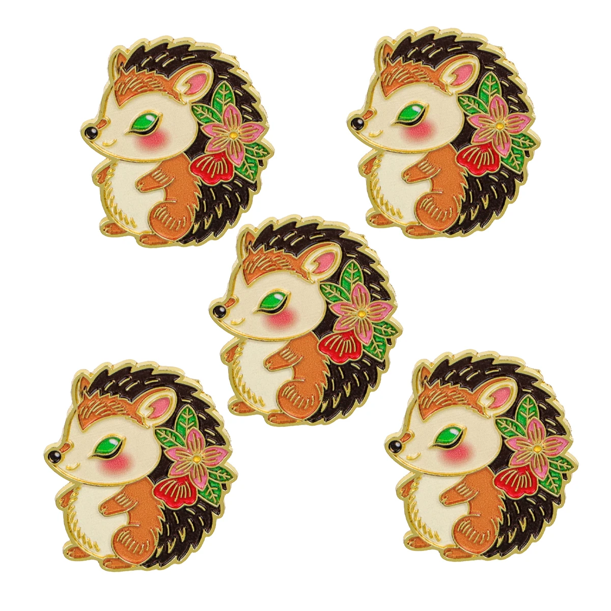 Pines esmaltados erizo de metal – broches para mochila y gorra - imagen 3