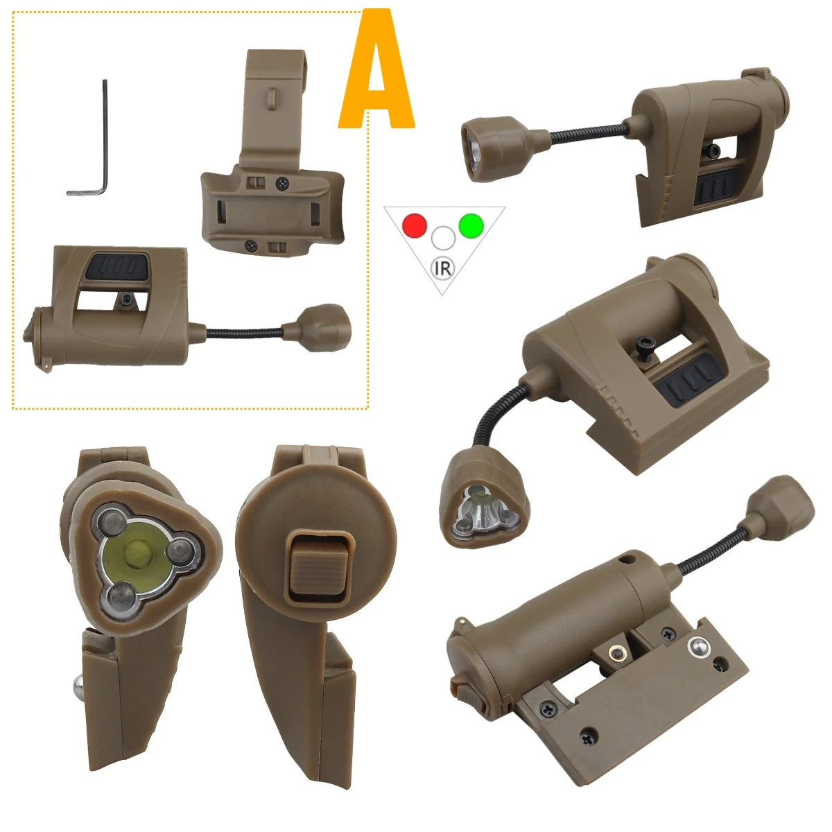 Luz táctica para casco con LED y láser IR - imagen 5
