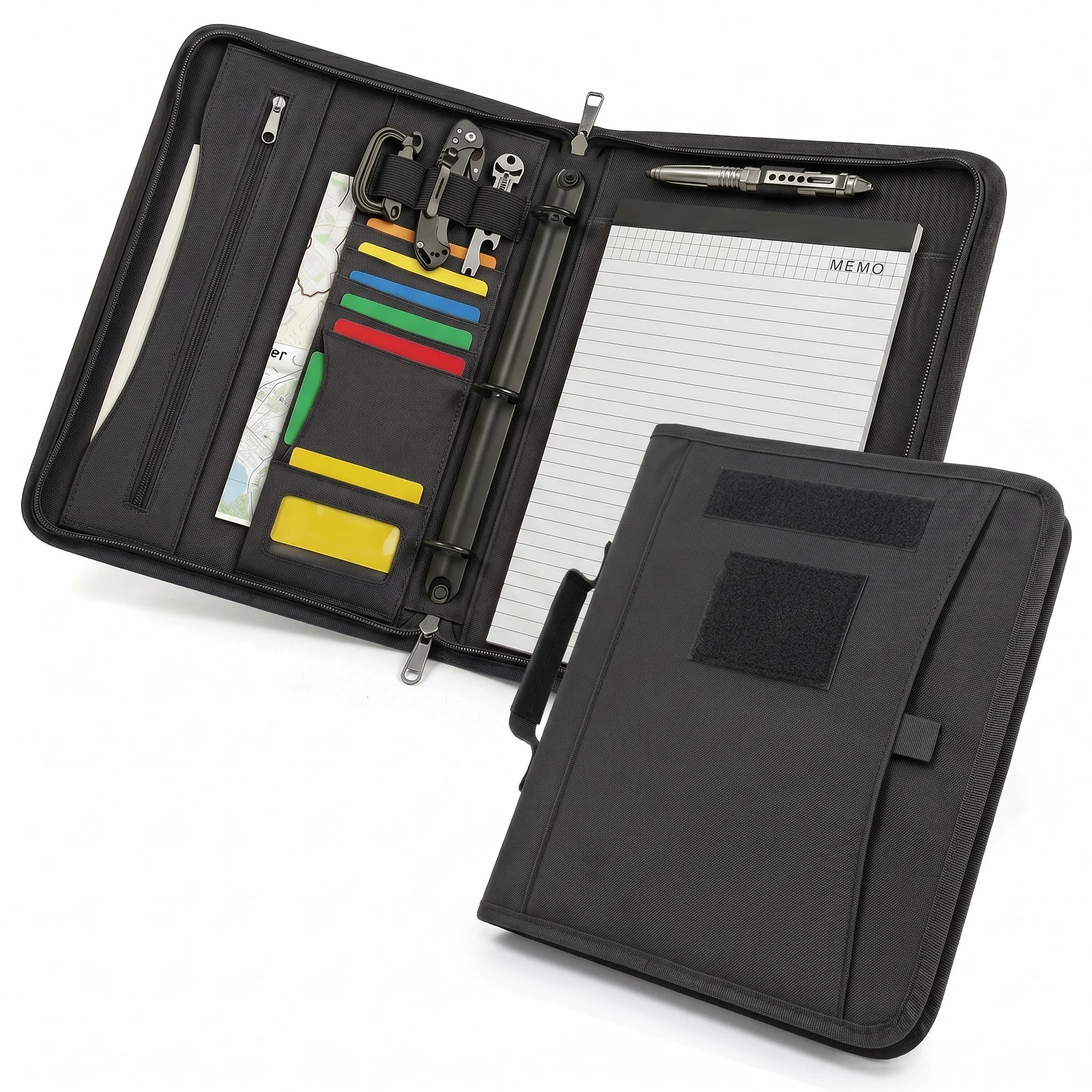 Organizador táctico A4 con anillas y cremallera – Funda MOLLE