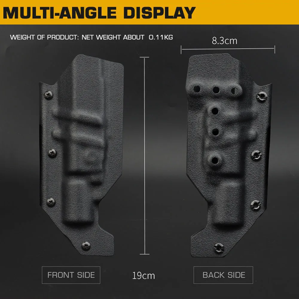 Funda en tono caqui puesta bajo una camiseta oscura