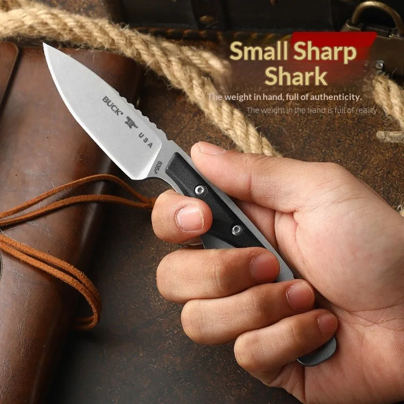 Cuchillo de bolsillo recto para camping y pesca con funda - imagen 2
