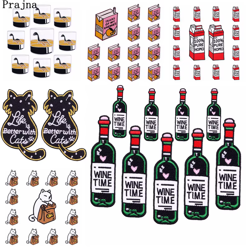 Parches bordados de botella estilo cartoon multicolores