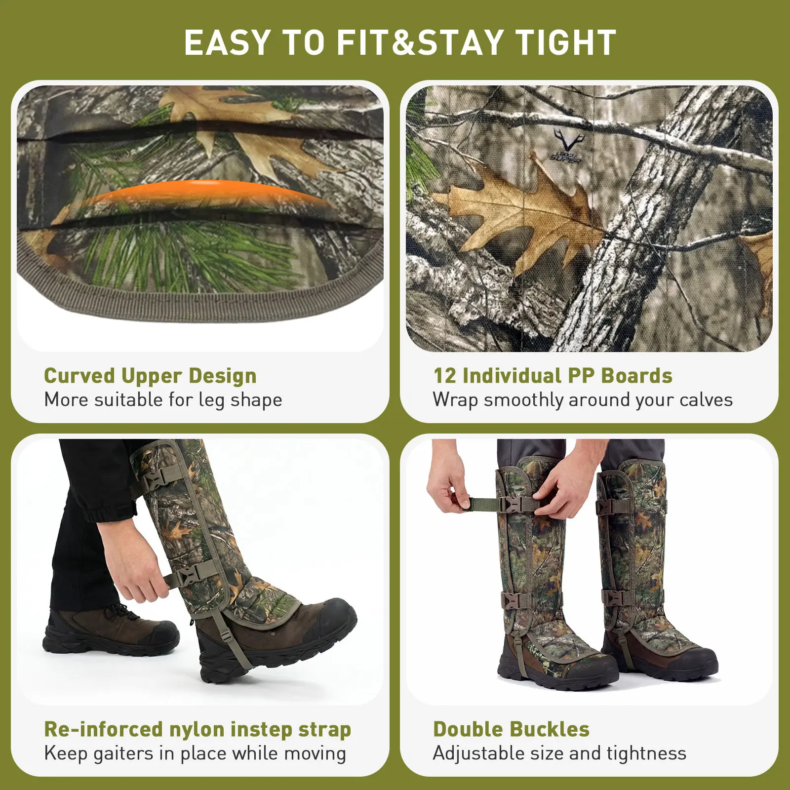 Polainas camuflaje ripstop tácticas impermeables para caza y montaña - imagen 4
