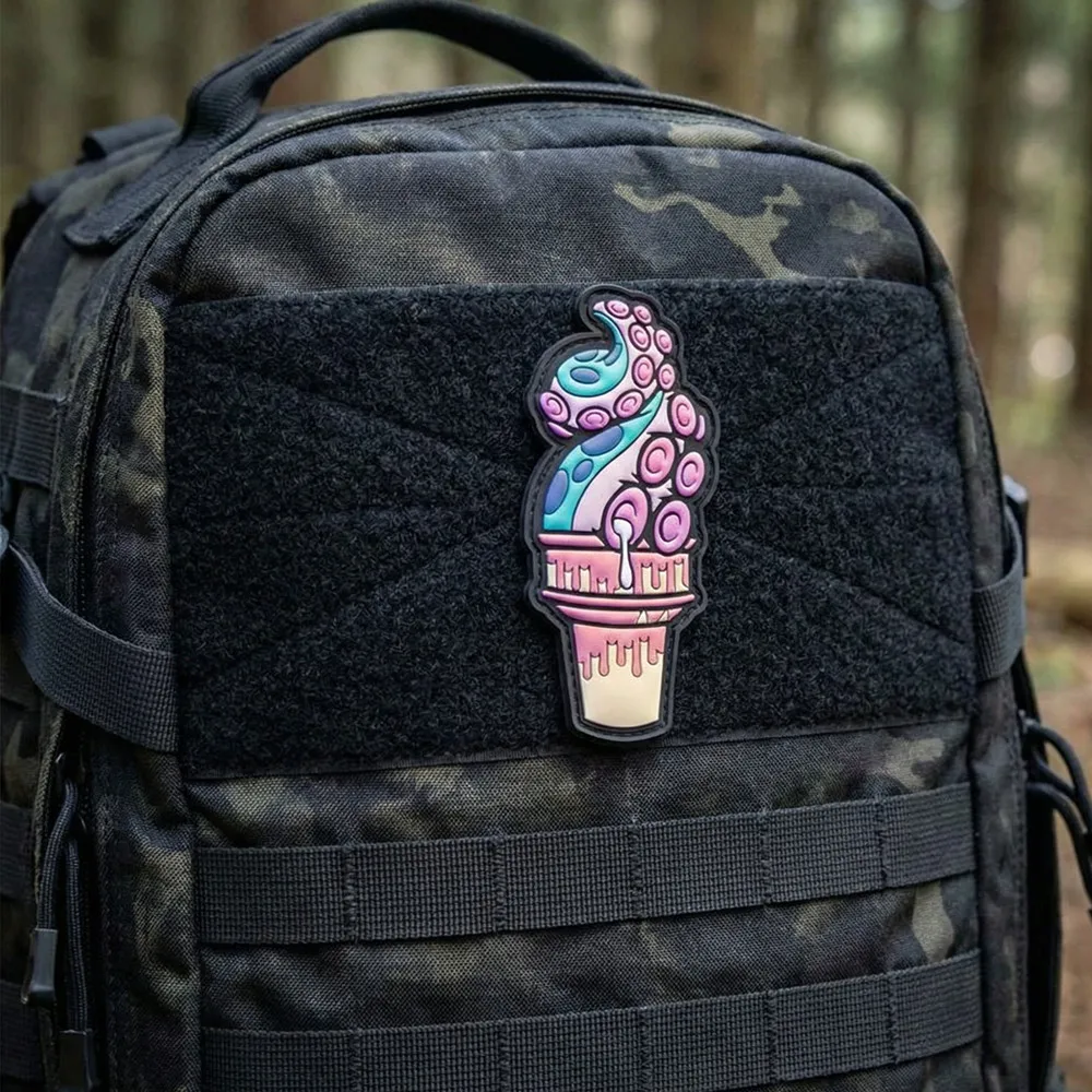 Parche táctico 3D PVC pulpo helado para chalecos y mochilas