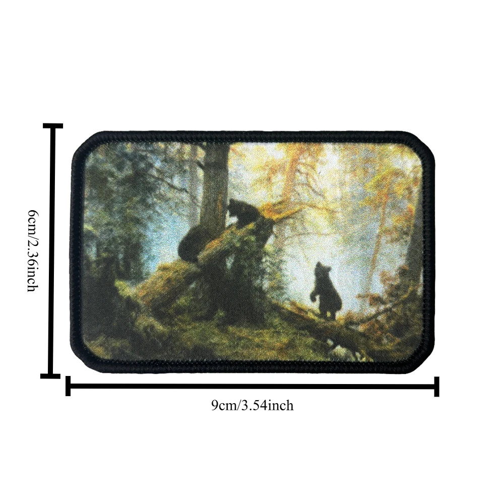 Parche con velcro y diseño de mañana en bosque