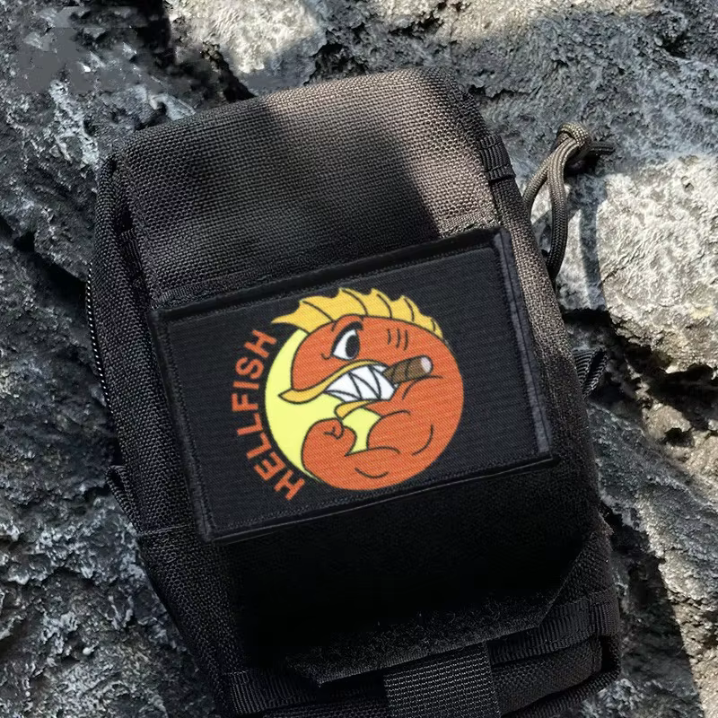 Parche bordado Velcro pez táctico Hellfish – Militar mochila - imagen 2