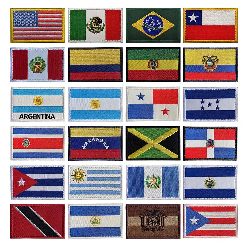 Parche bordado banderas América del Sur – Morale táctico con cierre Velcro MOLLE - imagen 3
