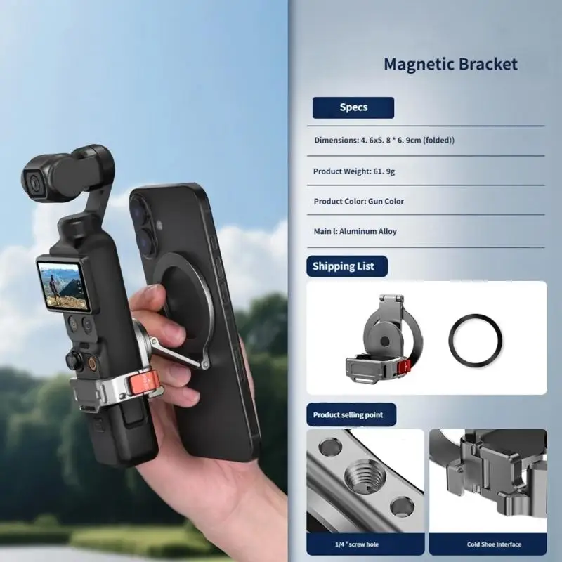 Soporte magnético teleprompter para DJI Pocket y teléfono móvil