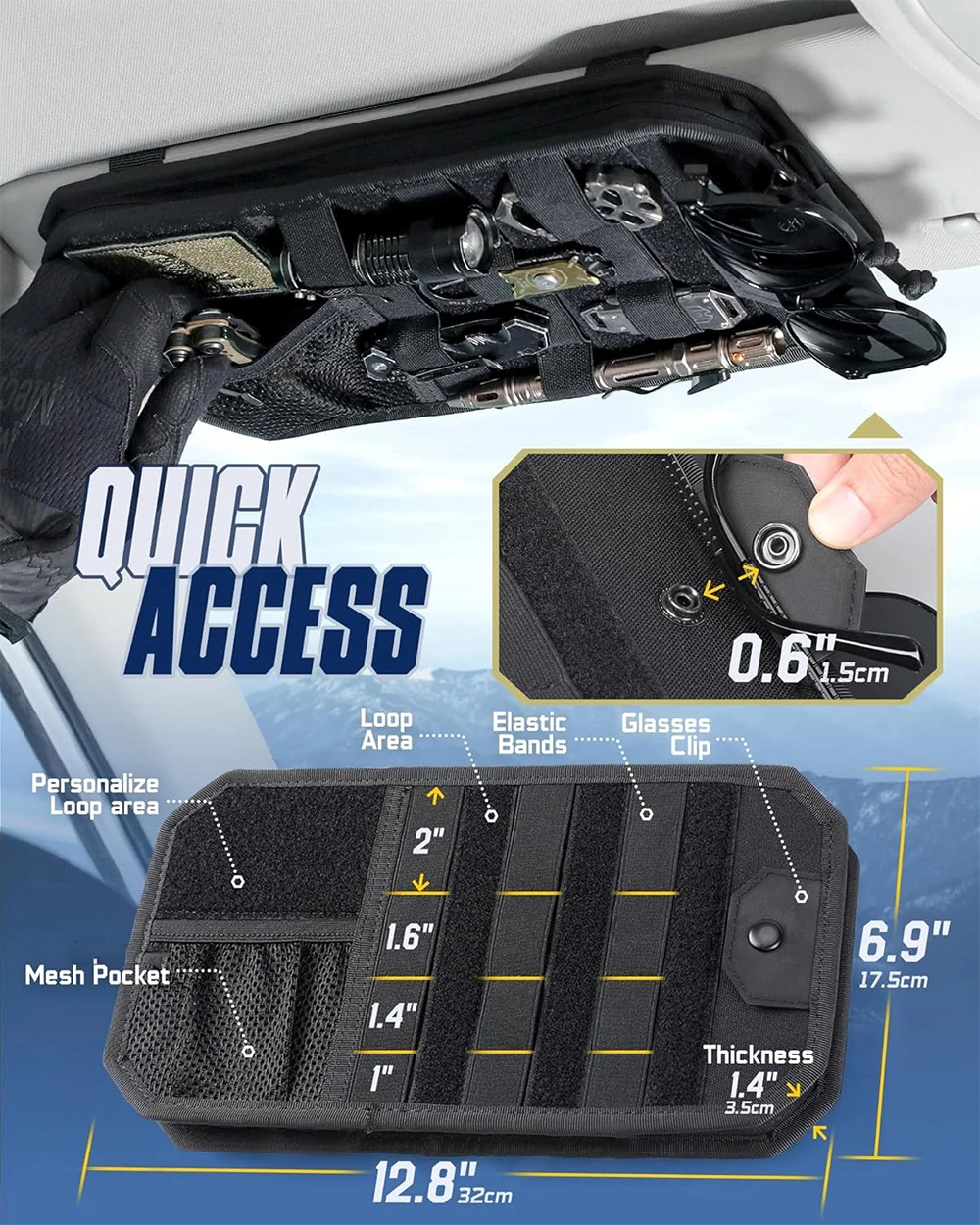 Panel universal Molle para parasol de coche