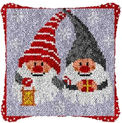 Kit alfombra crochet Navideña bordada – Almohada Smyrna DIY