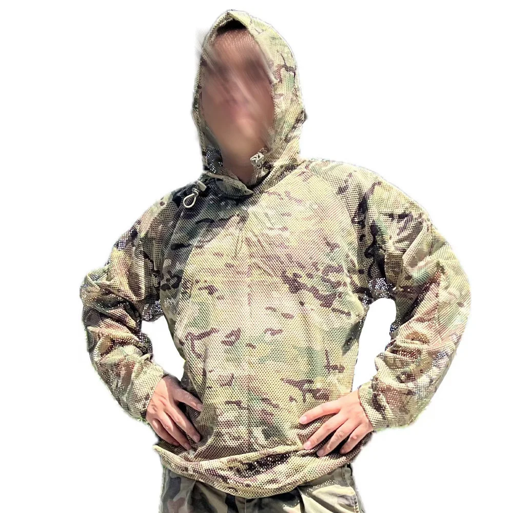 Chaqueta táctica capucha mesh ligera transpirable ghillie camuflaje - imagen 5
