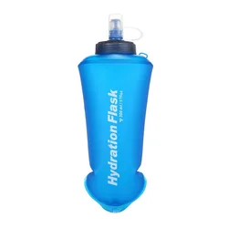 Botella de agua plegable TPU para rutas, correr y ciclismo