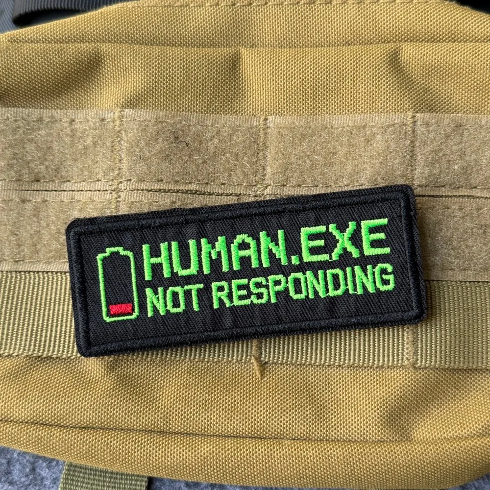 Parche táctico bordado HUMAN.EXE NOT RESPONDING para mochilas