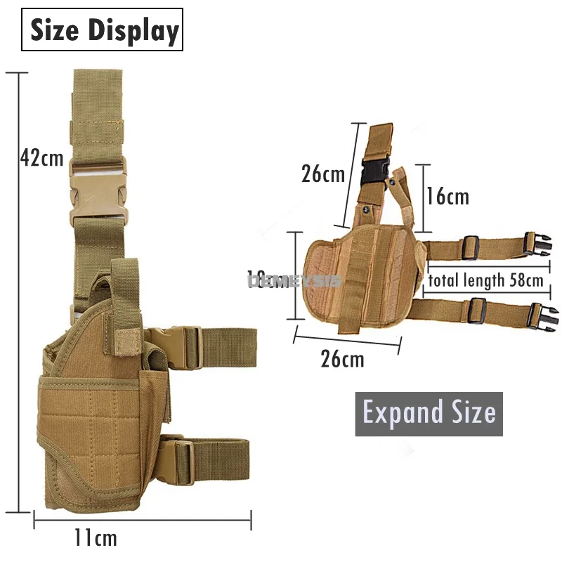 Funda táctica para pistola diestros en muslo, universal - imagen 5
