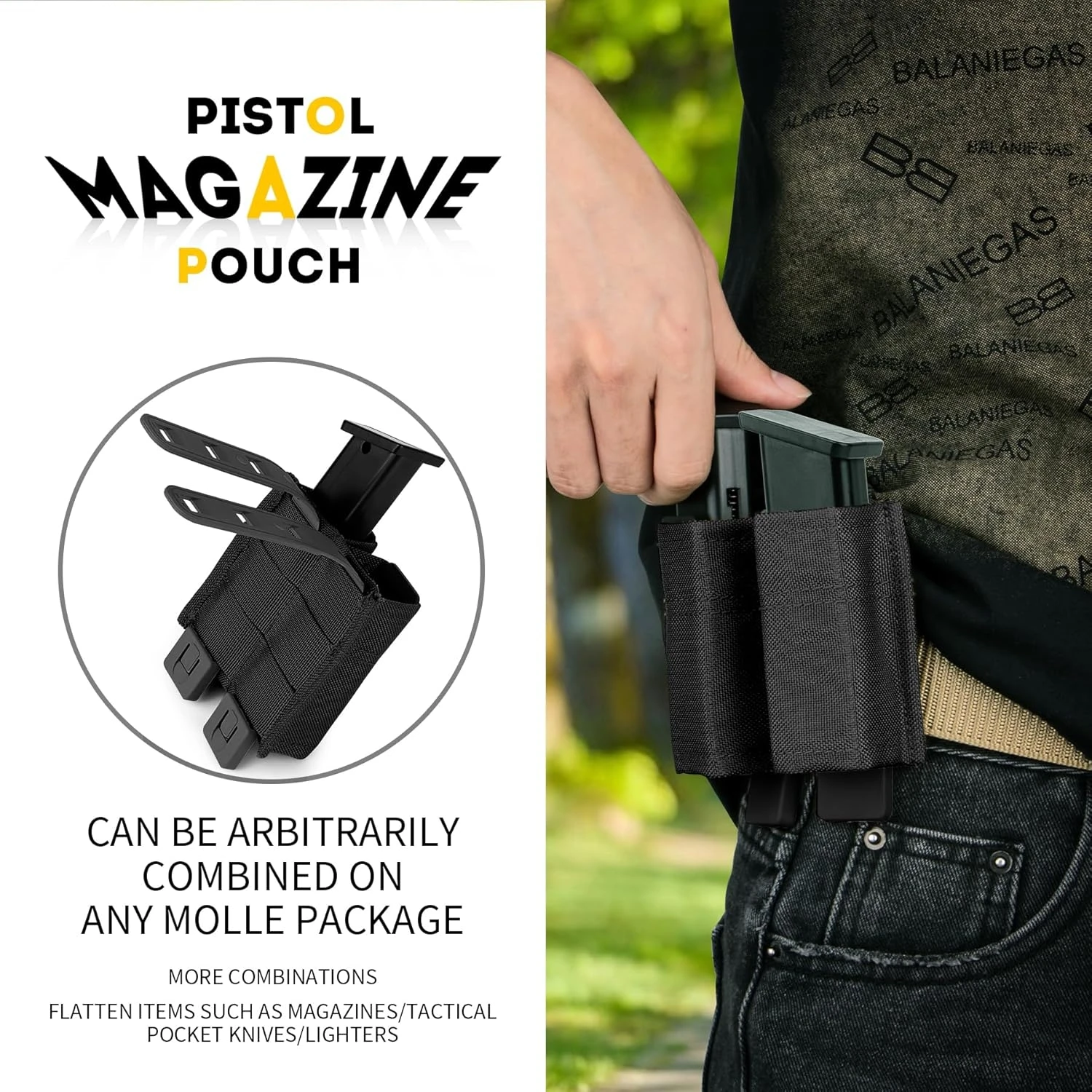 Porta cargadores táctico 9 mm funda liberación rápida MOLLE